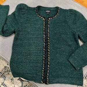 Express Emerald Cardigan with Black Accents